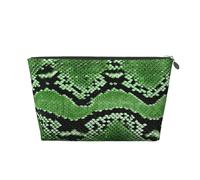 Estampado de Piel de Serpiente Verde, Bolsa de artículos de tocador Bolsa de Maquillaje Bolsa de cosméticos Bolsa de artículos de tocador de Viaje portátil