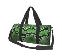 Estampado de Piel de Serpiente Verde, Bolsa de Viaje de Gran Capacidad, Bolso Redondo, Bolsa de Viaje Deportiva, Bolsa de Mano, Bolsa de Fitness
