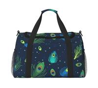 Estampado de Pluma de Pavo Real,Bolsas Deportivas, Bolsos de Viaje Deportivos Cruzados de Mano, Bolsas de Viaje de Gran Capacidad para Mujeres y Hombres.