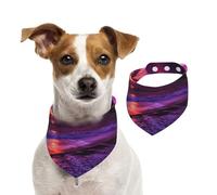 Estampado de Puesta de Sol en la Playa Rosa,Pañuelos de algodón para Perros, Bufandas Ajustables para Mascotas,M