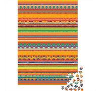 Estampado de Rayas Tribales Puzzle De 1000 Piezas Decoración Boho Material Resistente para Parejas Entrenamiento Mental Tiempo Libre Piezas Únicas 70x50cm/1000pcs