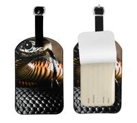 Estampado de serpiente Mamba Negra,Etiquetas de equipaje de cuero sintético con nombre, etiquetas de viaje duraderas, 2 unidades