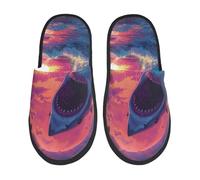 Estampado De Tiburón De Playa De Isla Hawaiana Pantuflas De Casa Antideslizantes Pantuflas De Invierno Cómodo Zapatos De Casa Para Viaje Exterior Hotel M