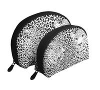 Estampado De Tigre Y Leopardo En Blanco Y Negro, Bolsa de Maquillaje de Concha, Monedero pequeño para Mujer, Bolsa de artículos de tocador, Bolsa de cosméticos, 2 Piezas