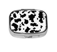 Estampado de vaca en blanco y negro, Pastillero cuadrado para bolsillo o monedero, pequeño contenedor de pastillas, organizador de pastillas de viaje
