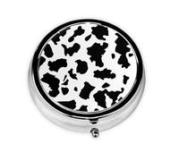 Estampado de vaca en blanco y negro, Pastillero, Pastillero redondo Pequeño contenedor de pastillas Organizador de pastillas de viaje