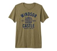 Estampado del Castillo de Windsor EST. 1070, Berkshire, Inglaterra, Azul Marino Camiseta Premium