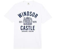 Estampado del Castillo de Windsor EST. 1070, Berkshire, Inglaterra, Azul Marino Comfort Colors Adult Heavyweight T-Shirt