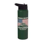 Estampado envejecido en tanque de Omaha Beach Operation Overlord D-Day 1944 Stainless Steel Insulated Water Bottle