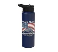 Estampado envejecido en tanque de Omaha Beach Operation Overlord D-Day 1944 Stainless Steel Insulated Water Bottle