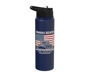 Estampado envejecido en tanque de Omaha Beach Operation Overlord D-Day 1944 Stainless Steel Insulated Water Bottle
