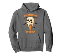 Estampado Espeluznante de Calavera en Forma de Cono de Halloween I Scream for Ice Cream Sudadera con Capucha