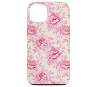 Estampado floral de peonías rosas en estilo cottagecore Carcasa para iPhone 13