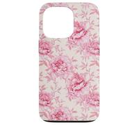 Estampado floral de peonías rosas en estilo cottagecore Carcasa para iPhone 13 Pro