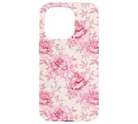 Estampado floral de peonías rosas en estilo cottagecore Carcasa para iPhone 15 Pro