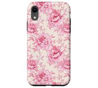 Estampado floral de peonías rosas en estilo cottagecore Carcasa para iPhone XR