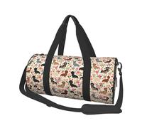 Estampado Floral de Perro Salchicha, Bolsa de Viaje de Gran Capacidad, Bolso Redondo, Bolsa de Viaje Deportiva, Bolsa de Mano, Bolsa de Fitness