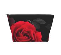 Estampado Floral de Rosa roja, Bolsa de artículos de tocador Bolsa de Maquillaje Bolsa de cosméticos Bolsa de artículos de tocador de Viaje portátil