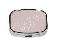 Estampado floral decorativo de oro rosa., Pastillero cuadrado para bolsillo o monedero, pequeño contenedor de pastillas, organizador de pastillas de viaje