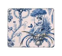 Estampado Floral Vintage Francés Azul Y Blanca con Estampado Toile Azul. Mousepad Lavable Alfombrilla De Ratón Agradable Alfombrilla De Escritorio para Ordenador Hogar Gaming 25X30Cm