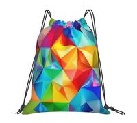 Estampado Geométrico De Arcoíris Unisex Bolsa De Deporte Casual Mochila De Cuerdas Ligera Mochila Con Cordón Para Viaje Senderismo Baloncesto