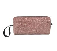 Estampado Girly Glam Pink Lámina De Oro Rosa Y Brillo, Bolsa de Maquillaje Bolsa de cosméticos Bolsa de artículos de tocador de Viaje portátil Bolsa de Maquillaje