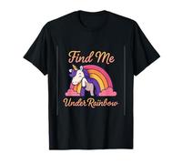 Estampado gráfico de fantasía de Unicornio con Texto Find Me Under Camiseta