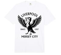 Estampado Grande Negro de Liverpool Mersey City Desde 1207 con Forma de pájaro Comfort Colors Adult Heavyweight T-Shirt