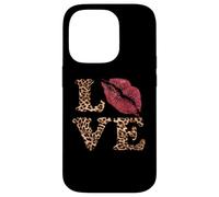 Estampado Leopardo AMOR Labios rojos Carcasa para iPhone 14 Pro