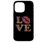 Estampado Leopardo AMOR Labios rojos Carcasa para iPhone 14 Pro Max
