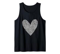 Estampado Leopardo Corazón Negro y Gris Animal Print Camiseta sin Mangas
