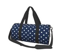 Estampado Lunares Blanco Azul Marino, Bolsa de Viaje de Gran Capacidad, Bolso Redondo, Bolsa de Viaje Deportiva, Bolsa de Mano, Bolsa de Fitness