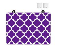 Estampado marroquí de trébol de Cuatro Hojas en Morado y Blanco., Protector de encimera de Cocina Antideslizante y Absorbente de Goma TPU de 72 x 52 cm