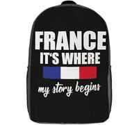 Estampado Mochila para Escuela Francia Francés Francés Bolso Mochila con Compartimento Mochila De Viaje para Escolar, Mujeres, Trabajo, 42X32X14Cm