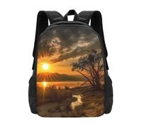 Estampado Mochila para Escuela Impresión De Los Últimos Rayos del Sol Mochila Portatil Impermeable Bolsa De Deporte para Mujeres, Hombres, Escolar, 42X32X14Cm
