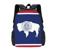 Estampado Mochilas Escolares Impresión De La Bandera del Estado De Wyoming Bolso Mochilas Impermeable Bolsa De Deporte para Mujeres, Hombres, Viajes, 42X32X14Cm
