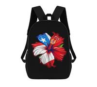 Estampado Mochilas Instituto Raíces Culturales del Estado De Puerto Rico Amapola Bandera Boricua Hibisco Bolsa De Viaje Al Aire Libre Bolsa para Portátil para Trabajo, Escuela, Escolar