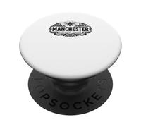Estampado Negro Adornado con Abeja del Manchester North England PopSockets PopGrip Adhesivo