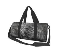 Estampado Piel De Serpiente Gris, Bolsa de Viaje de Gran Capacidad, Bolso Redondo, Bolsa de Viaje Deportiva, Bolsa de Mano, Bolsa de Fitness
