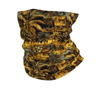 Estampado Retro Hawaiano con Costa Dorada Cuello Bufanda 26X30Cm Protección UV Cuello Pañuelo Respirable Pasamontañas para Caza Cámping Yoga
