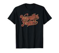 Estampado Rojo y Dorado Envejecido con Escritura Francesa de Versalles Camiseta