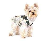 Estampado Trópico Verde,Camiseta de algodón sin Mangas para Mascotas, Chaleco Transpirable, Suave y elástico para Cachorros,S