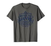 Estampado Vintage de la pirámide del Museo del Louvre, París, Francia, Azul Marino Camiseta