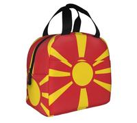 Estampado Vintage North Macedonia Bandera Bolsas Almuerzo Lonchera Nevera Niños Reutilizable Tote Unisex Bandolera Almuerzo Aislado Para Exterior Picnic Trabajo Escuela Acampada