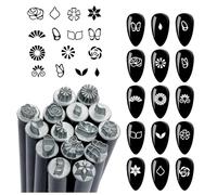 Estampador de Esmalte de Uñas - 15 Piezas Pluma de Estampado,Kit de Dibujos con Diseños Diversos Instrumento de Manicura para Principiantes Mujeres Niñas