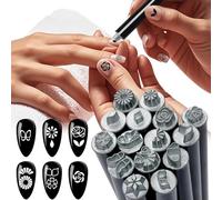 Estampador De Uñas Con Gel - 15 Piezas De Lápices Sellos - Kit de Dibujos con Diseños Diversos Instrumento de Manicura para Principiantes Mujeres Niñas