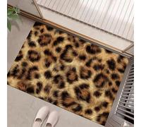 Estampados de Animales Felpudo 40 x 60 cm Exquisito Estampado de Leopardo - Alfombra Atrapa-Suciedad Antideslizante - Felpudo marrón Amarillento para Interior y Exterior, Porche, Entrada, Ducha