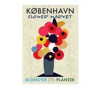 Estampados Decorativos de Pared Florales Abstractos, Cartel Mercado de Flores Copenhague, Cuadro Artístico Mural Viaje Minimalista Colorido para Dormitorio, Adorno Hogar Salón o Pasillo, Sin Marco