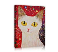 Estampados lienzo estilo pop art fantástico Dibujos pared gato blanco Manchas estrellas coloridas Decoración del hogar para espacios habitables Oficinas listos para colgar 80x96cm Cuadro interior