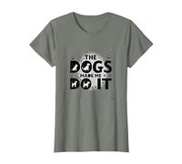 Están Comiendo a los Perros me hicieron Hacerlo - Humor Divertido para Mascotas Camiseta, Mujer, Verde Militar Jaspeado, XXL